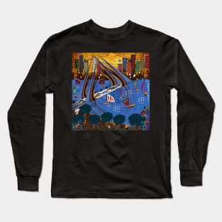 Landscape of a modern city in a abstract contemporary painting Long Sleeve T-Shirt